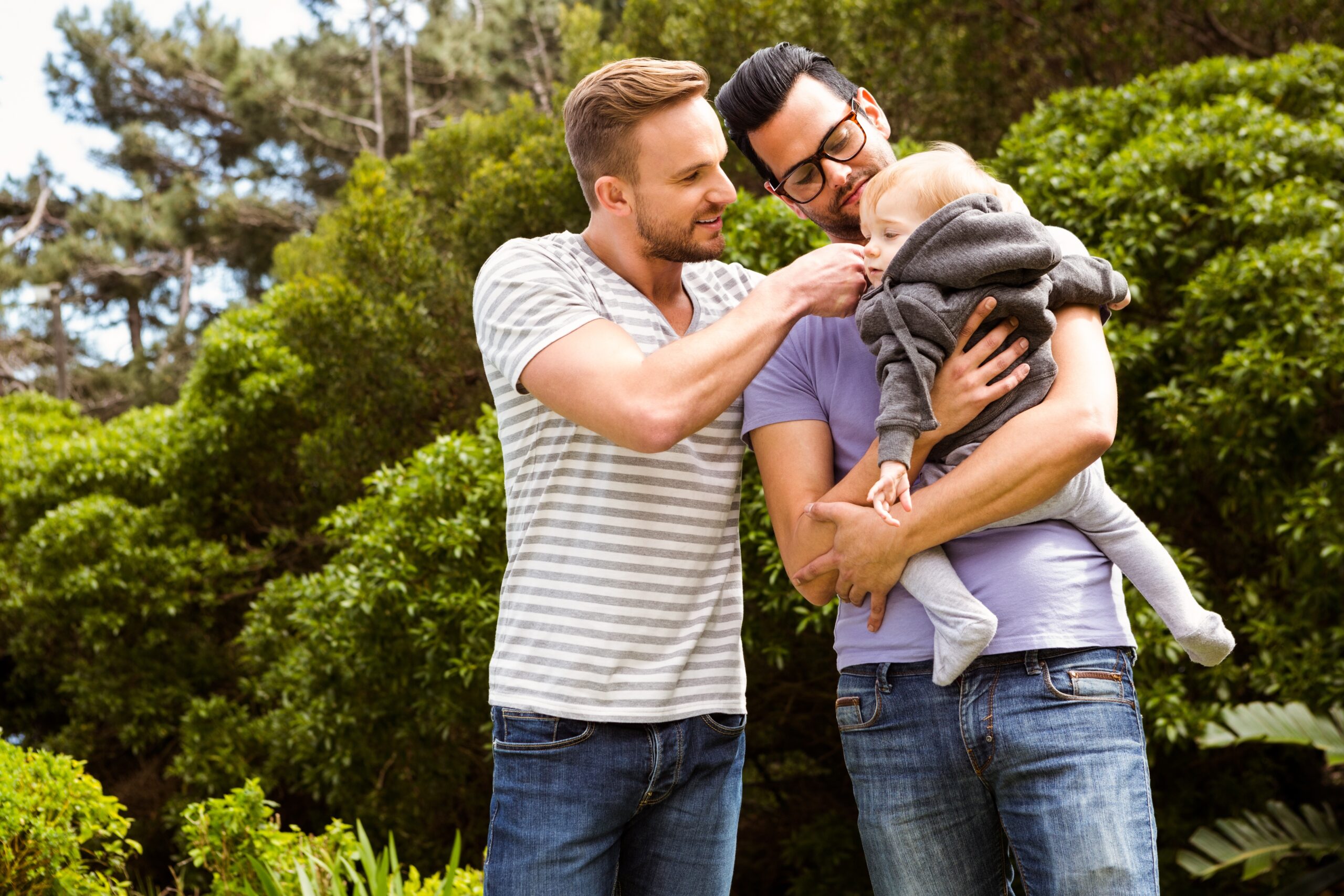 Dads with their baby